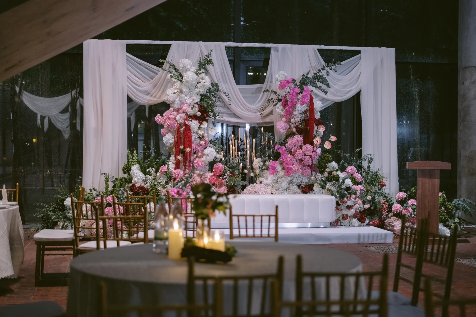 Wedding ceremony inside the Glass Box and Sanctuary